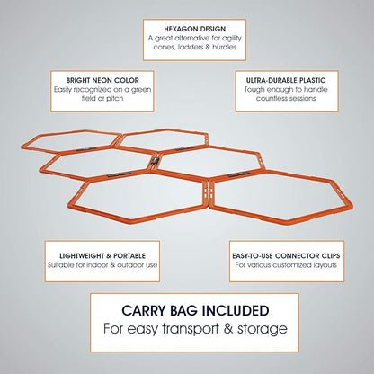 Yes4All Hex Agility Rings/Speed Rings with Carrying Bag – Hexagon Rings, Agility Hurdles for