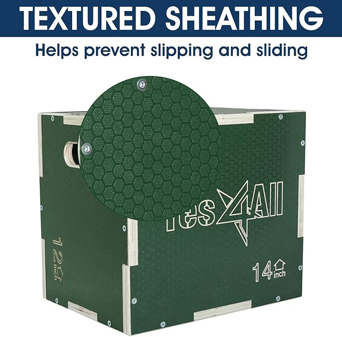 Yes4All 3 in 1 Non-Slip Wooden Plyo Box, Step Up Box for Workout, Plyometric Jump Box for Skipping