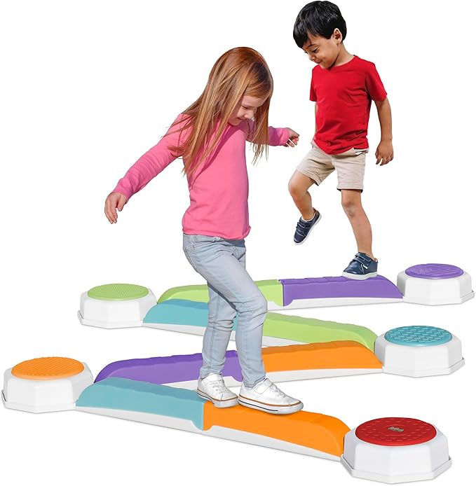 Balance Beam and Toddler Stepping Stones for Kids 13 Pieces, Jumping Stepping Stones Balance Beam
