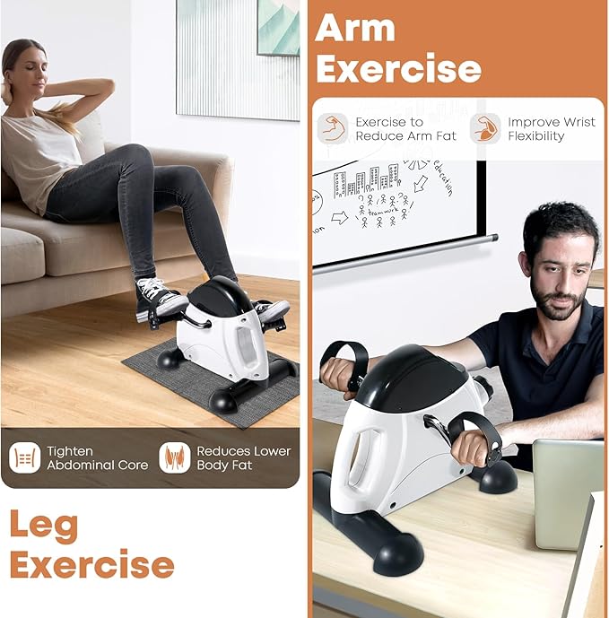 Mini Exercise Bike, AGM Under Desk Bike Pedal Exerciser Foot Cycle Arm & Leg Pedal Exerciser with