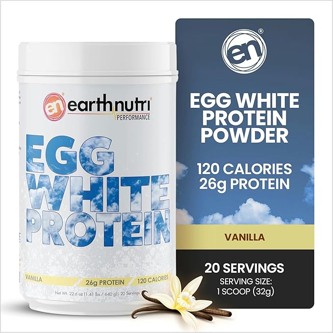 EarthNutri - Egg White Protein Powder Supplement for Pre, Intra or Post Workout, 26g of Protein Per