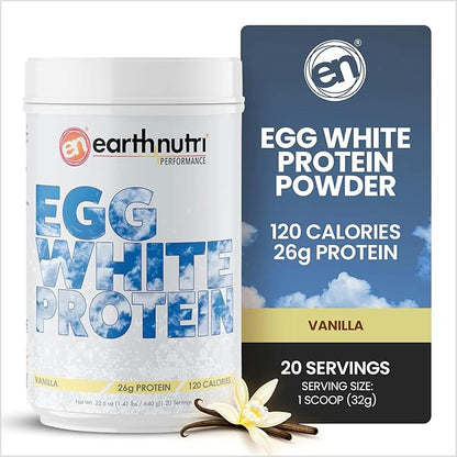 EarthNutri - Egg White Protein Powder Supplement for Pre, Intra or Post Workout, 26g of Protein Per
