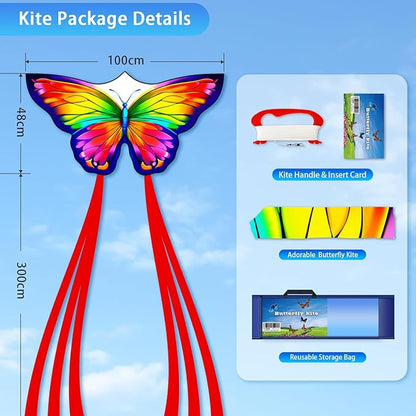 Butterfly Kites for Kids & Adults, Easy to Fly Design with Long Tail for Stability, for Kids Ages