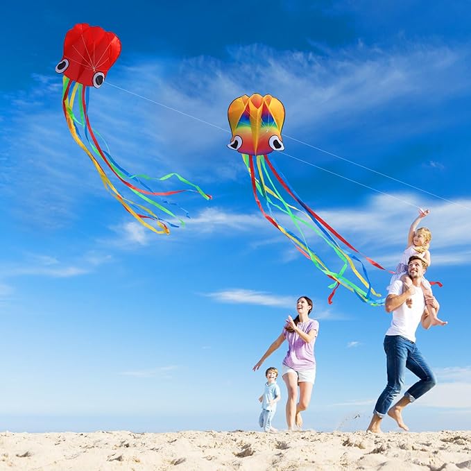 Large Octopus Kites for Kids & Adults,Big Kite for Beginners, Kites for Kids Ages 4-8,Outdoors