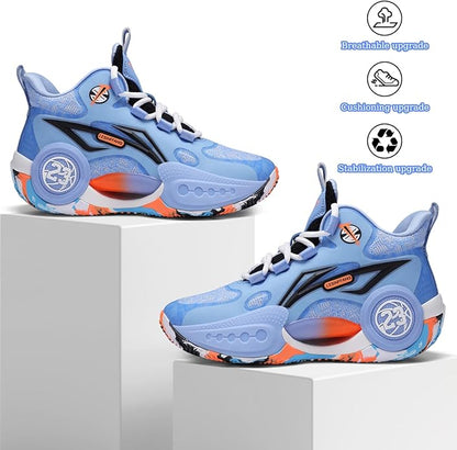 JMFCHI Kids Basketball Shoes High-top Sports Shoes Sneakers Durable Lace-up Non-Slip Running Shoes