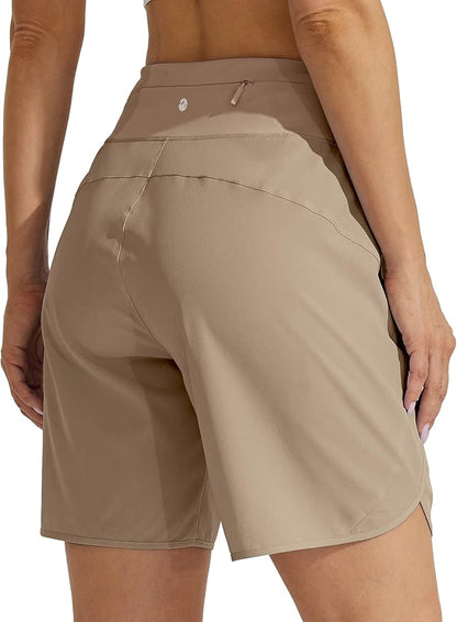 Willit Women's 7" Athletic Running Shorts Long Workout Hiking Shorts Quick Dry High Waisted Active
