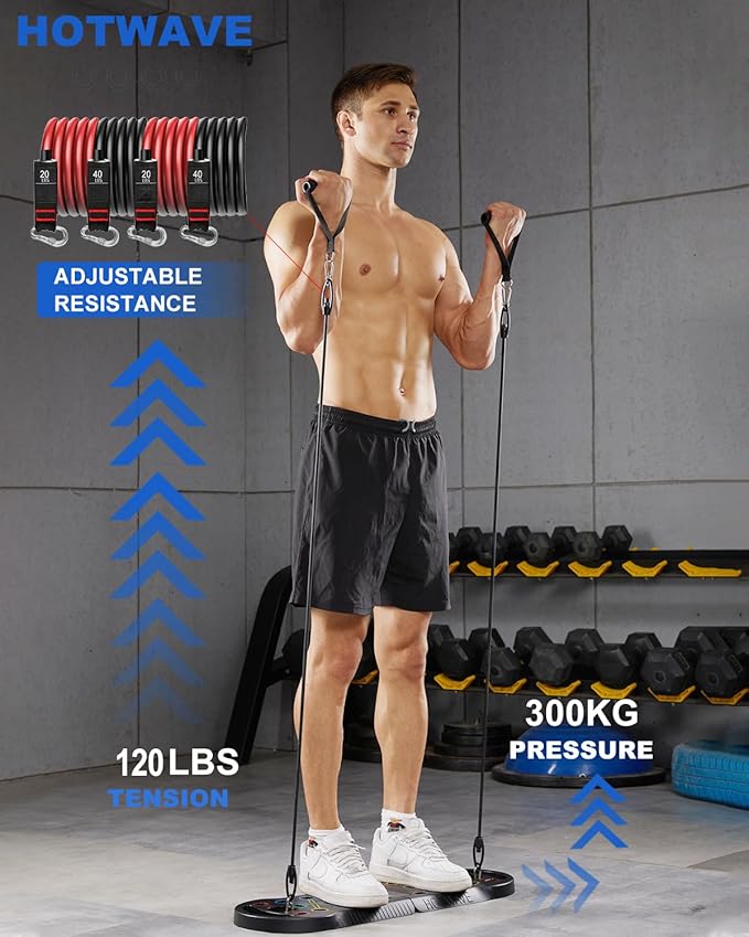 HOTWAVE Push Up Board Fitness, Portable Foldable 20 in 1 Push Up Bar at Home Gym, Pushup Handles