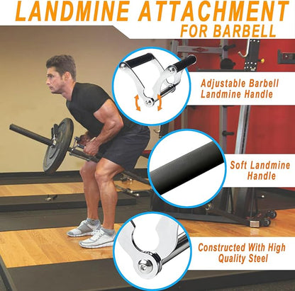 Viking Press Landmine Handle for 2-Inch Barbell, Hack Squat T-Bar Row Attachment Strength Training