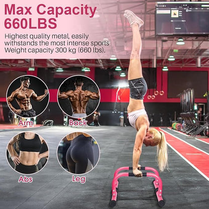AmazeFan Parallettes Bars, High Steel Push Up Bar Strength Training For Handstands, Calisthenics