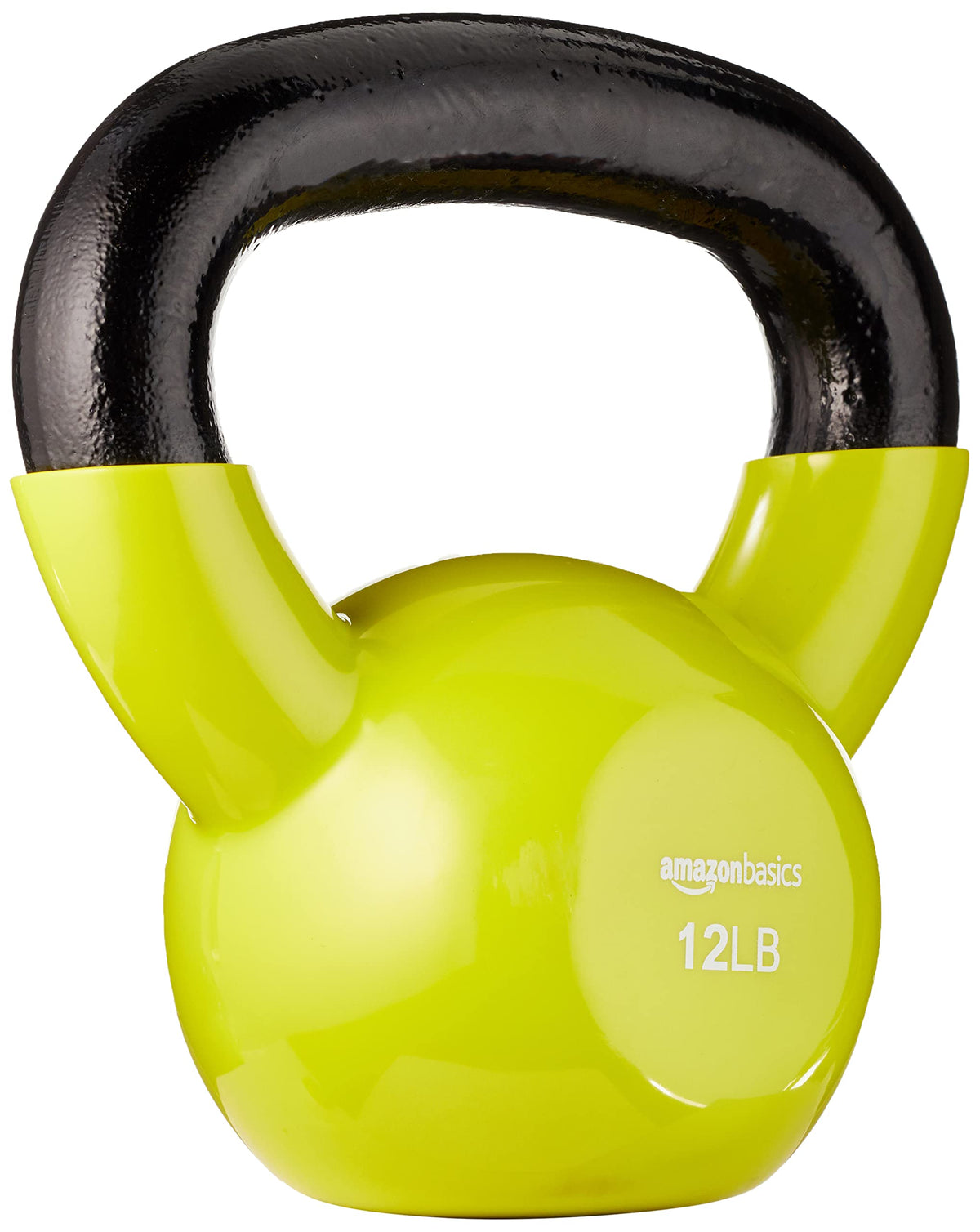 Amazon Basics Vinyl Coated Cast Iron Kettlebell for Training, 12 Pounds, Wide Handle, Home Workout