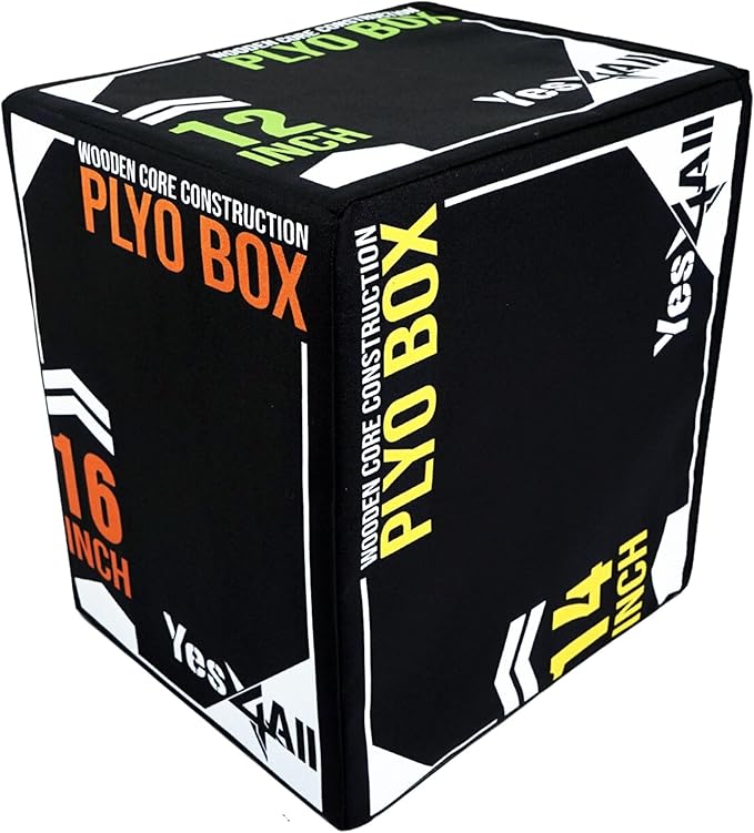 Yes4All 3-in-1 Soft-Padded Plyo Box With Wooden Core, Non-Slip Multi-Use Cushioned Plyometric Jump
