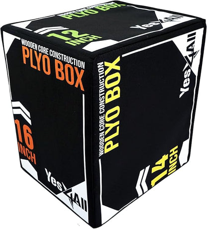 Yes4All 3-in-1 Soft-Padded Plyo Box With Wooden Core, Non-Slip Multi-Use Cushioned Plyometric Jump