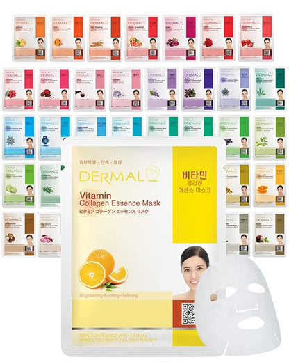 DERMAL 39 Combo Pack A Collagen Essence Korean Face Mask - Hydrating & Soothing Facial Mask with