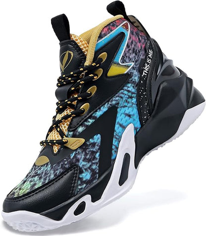 VITUOFLY Kids Basketball Shoes Boys Air Cushion Sneakers Girls Mid Top School Hoops Shoes Non-Slip