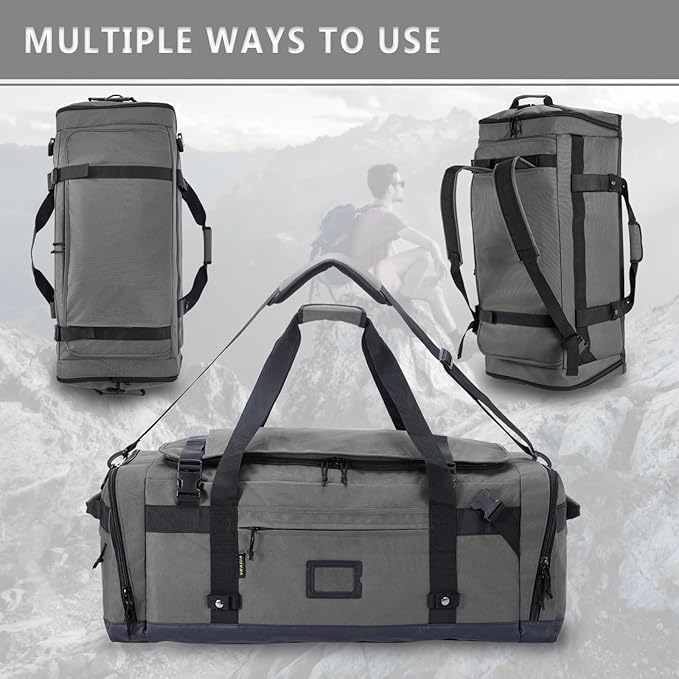 Large Duffle Bag for Travel - Men & Women, Foldable Gym Duffle Backpack, Heavy Duty Tactical