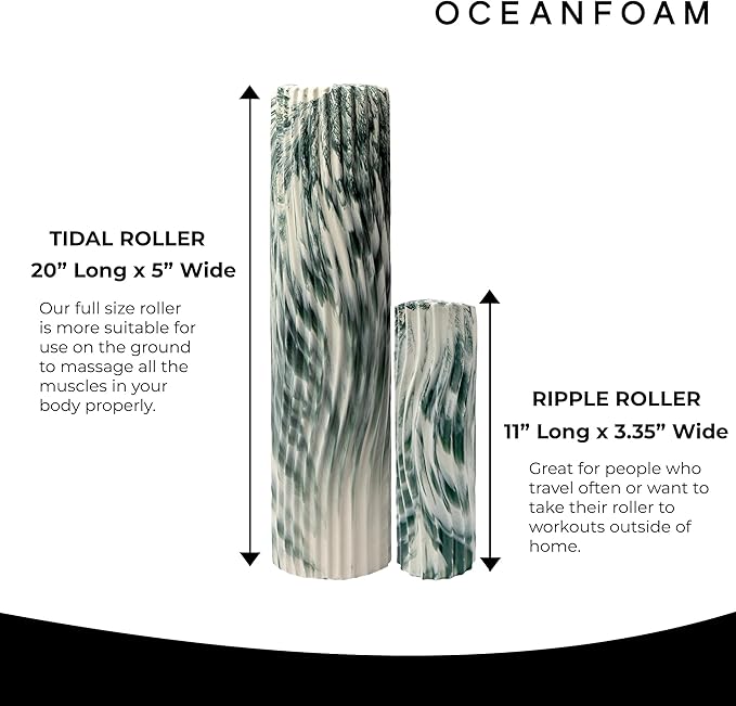 Oceanfoam Tidal Roller - Hunter Marbled - Muscle Massage Foam Roller for Back Pain & Stretching