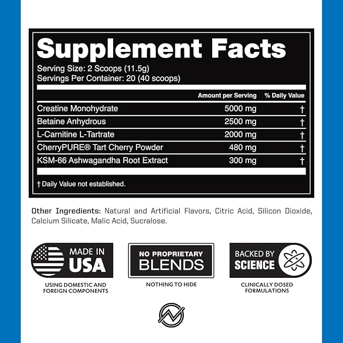 Outwork Nutrition Post Workout Recovery Powder - Creatine Monohydrate, KSM-66 Ashwagandha & Tart