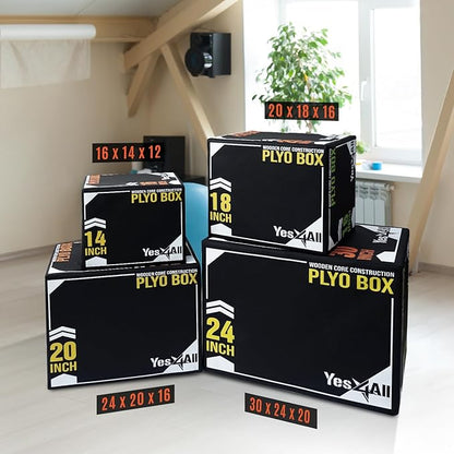 Yes4All 3-in-1 Soft-Padded Plyo Box With Wooden Core, Non-Slip Multi-Use Cushioned Plyometric Jump