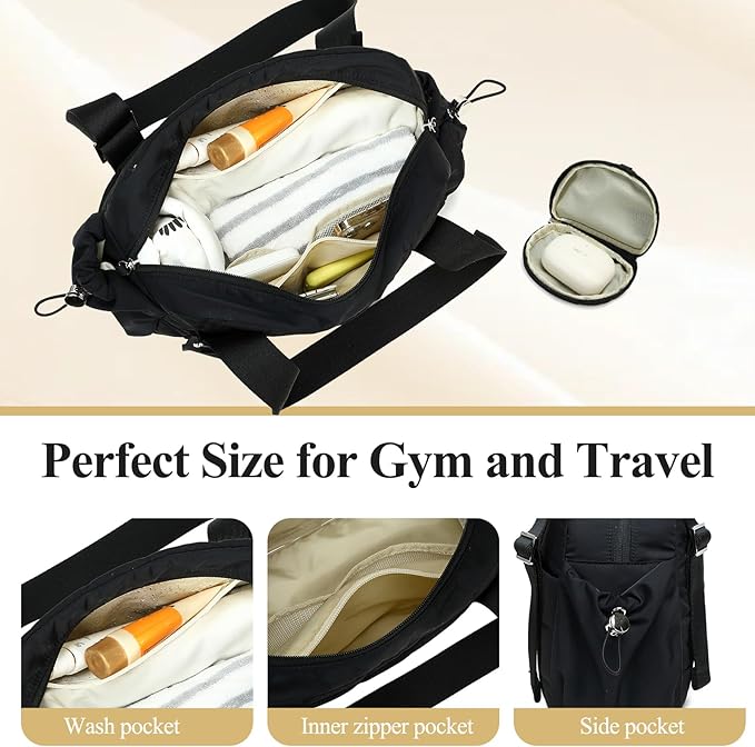 CAMTOP Mini Gym Bag for Women, Small Gym Tote Bag Puffy Quilted Sports Duffel Bag with Wet