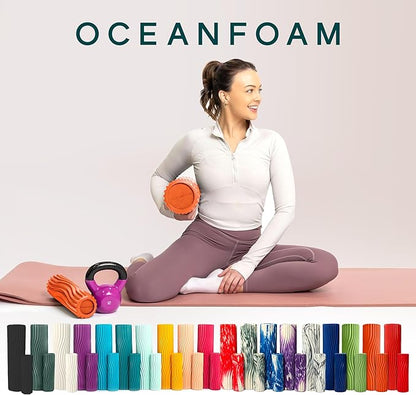 Oceanfoam Ripple Travel Foam Roller (11" x 3.35") Firm Mini Foam Roller for Physical Therapy, Deep