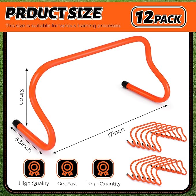 Wettarn 12 Pcs 9" Speed Training Agility Hurdles for Athletes Reliable Training Hurdle Plyometric