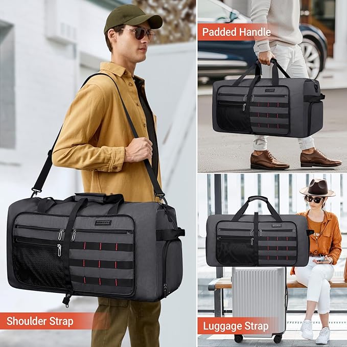WITZMAN Foldable Duffle Bag for Travel 65L Lightweight Packable Duffel Bag with Shoes Compartment