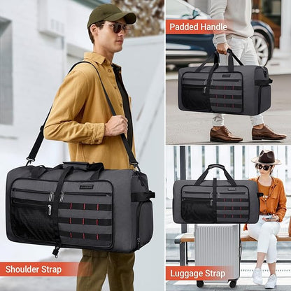WITZMAN Foldable Duffle Bag for Travel 65L Lightweight Packable Duffel Bag with Shoes Compartment