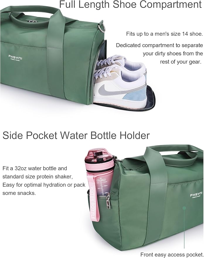 Gym Bag for Women Girls with Shoe Compartment & Wet Pocket - Duffle Bag for Travel Sports Fitness