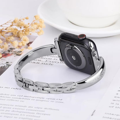 Silm Metal Band Compatible with Fitbit Versa 4/Fitbit Sense 2 Band Cute Women, Bling Jewelry Strap