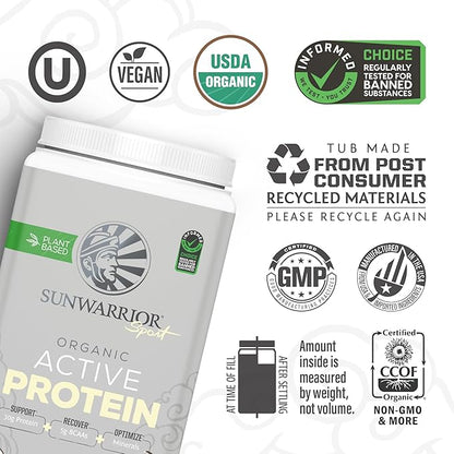 Sunwarrior Organic Plant Based Protein Powder | Vegan Organic Protein Powder with BCAA Amino Acids