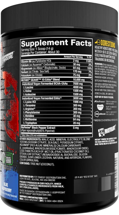 Mutant GEAAR - 9.4g of EAA Powder + Arginine, 7g BCAAs, 4g Leucine, Electrolytes, Coconut Water, 30