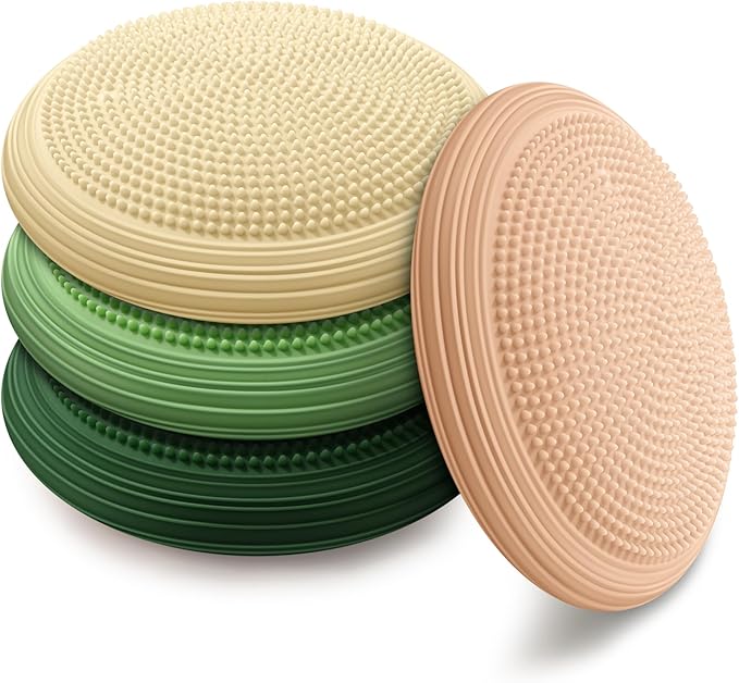 Libima 4 Pcs Wiggle Seat Inflated Wobble Cushion for Sensory Kid 13 Inches Balance Disc Flexible