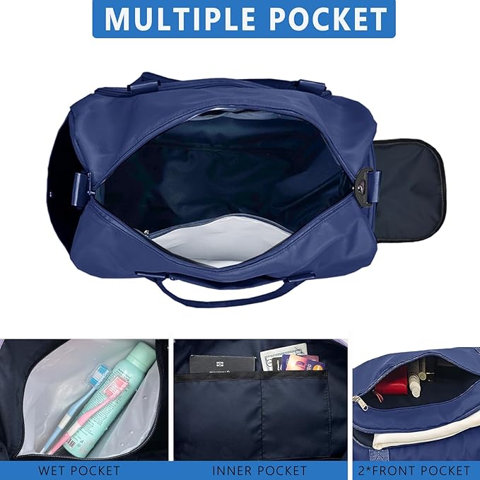 woogwin Small Gym Bag for Men & Women with Shoes & Wet Compartment Waterproof Duffle Bag for Travel