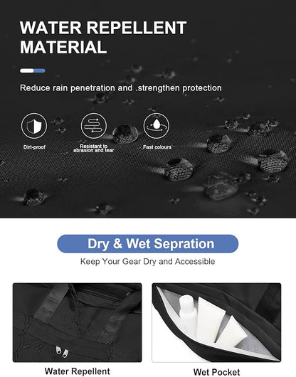 Gym Bag for Women Men with Shoe Compartment, Sport Duffel Bag, Waterproof Travel Weekender