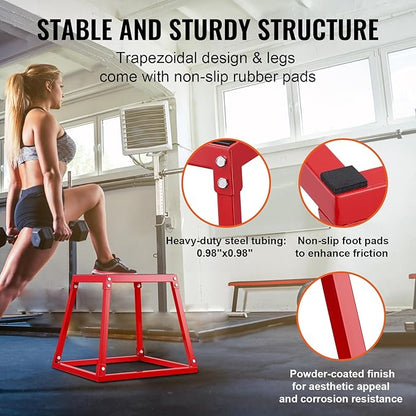 VEVOR Plyometric Jump Box, 18 Inch Plyo Box, Steel Plyometric Platform and Jumping Agility Box