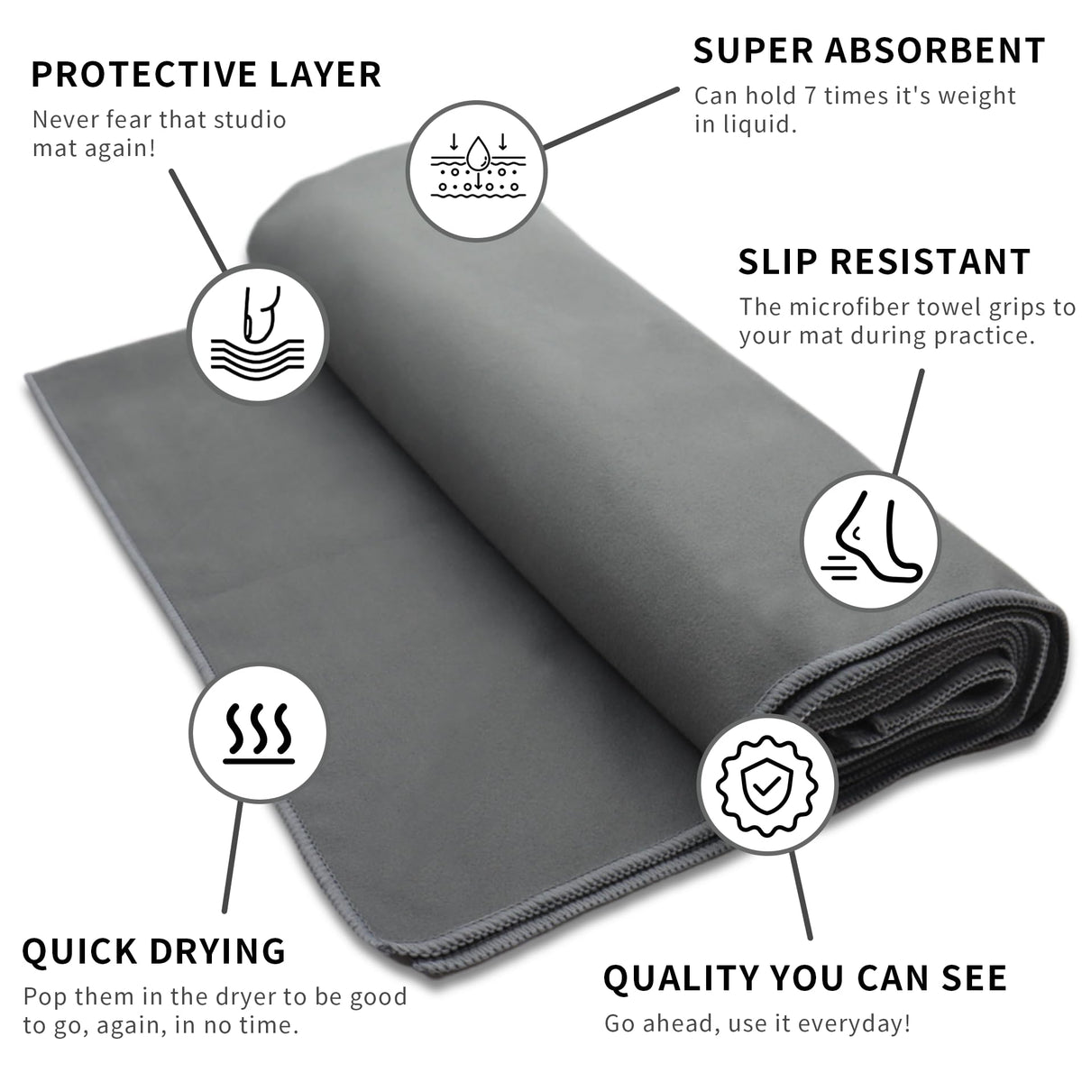 MIAOMIAO Non-Slip Hot Yoga Towel Set,Super Absorbent Microfiber in, 24.5" x 72" - Anti-Slip, Injury