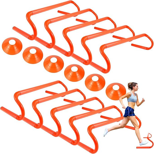 10 Pcs 6" Speed Agility Training Hurdles with 6 Marker Cone Durable Detachable Training Equipments