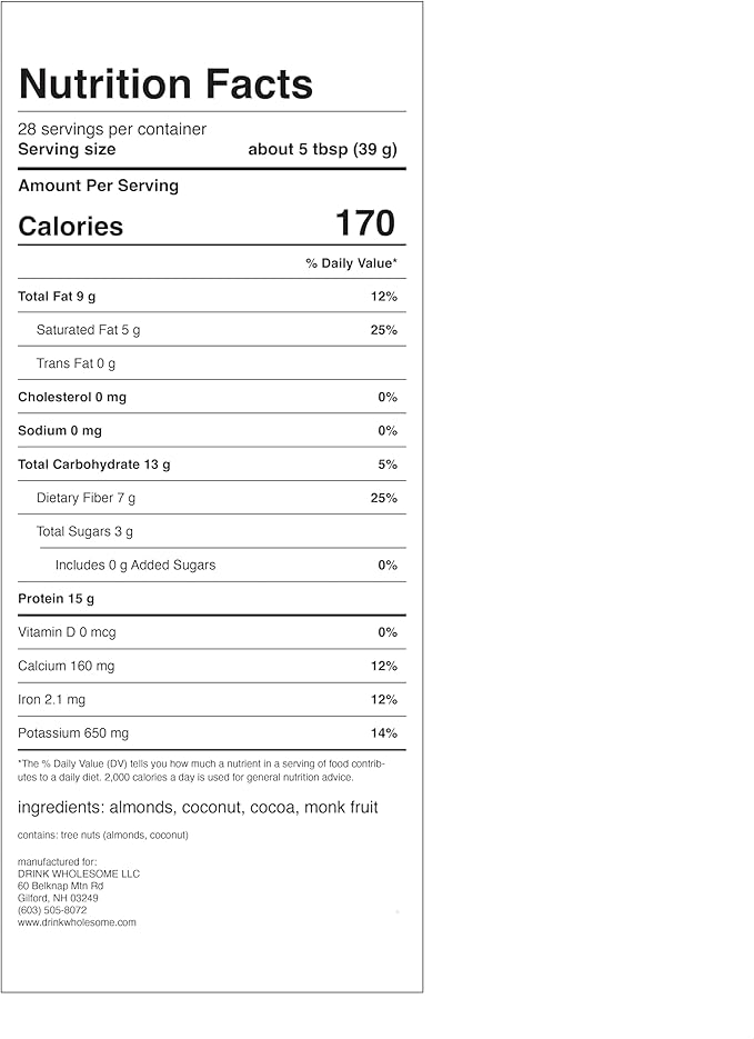 drink wholesome Vegan Chocolate Almond Protein Powder | for Sensitive Stomachs | Additive & Dairy
