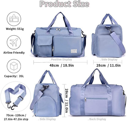 FIORETTO Women's Gym Duffle Bag with Shoes Compartment, 37L Capacity, Ideal for Travel, Gym