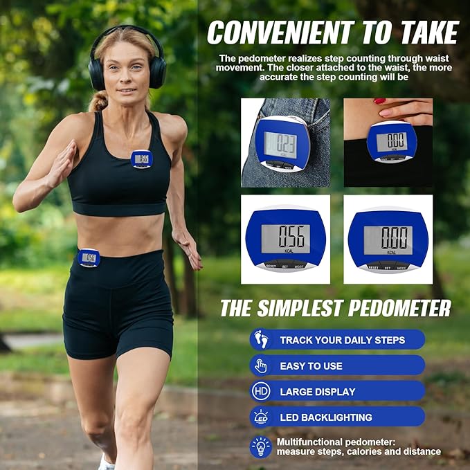 Weewooday Pedometer for Walking Steps and Miles Simple Step Counter Clip on for Walking with
