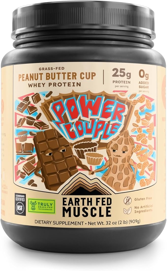 Earth Fed Muscle Power Couple Peanut Butter Chocolate Truly Grass Fed Whey Protein Isolate