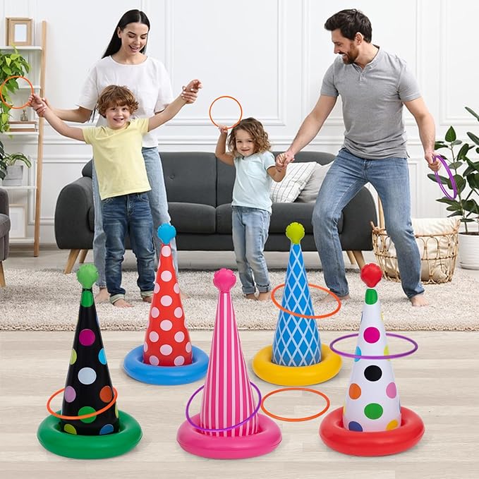 Inflatable Ring Toss Game, Birthday Party Games Ring Toss Game for Kids Adults Birthday Party
