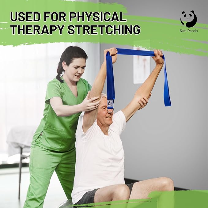 Slim Panda Yoga Strap for Stretching,Cotton Yoga Strap with Adjustable D-Ring Buckle,Non-Elastic