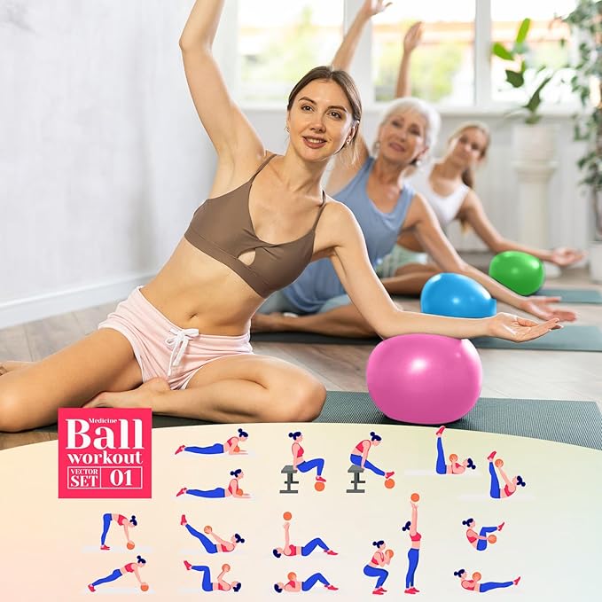Aoriher 10 Pieces 9 Inch Exercise Pilates Ball Yoga Therapy Core Ball for Yoga Stability Barre