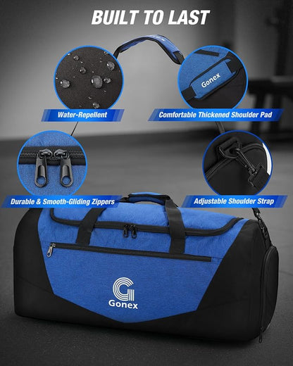 Gonex Gym Duffel Bag with Shoe Compartment Wet Pocket, Large Capacity Sports Duffle Bag for Men