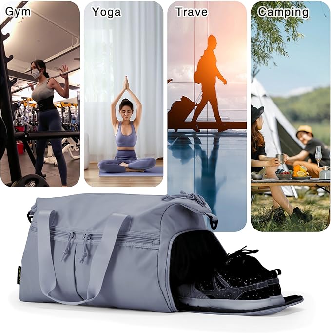 Weekender Duffel Bag with Shoe Compartment And Wet Pocket-Luggage Everyday Overnight Bag for Men