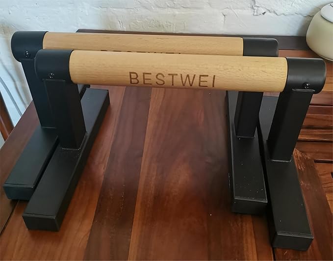 1 Pair Wooden Parallettes Push Up Bars for Men, Strength Training Pushup Stands Handles for Home