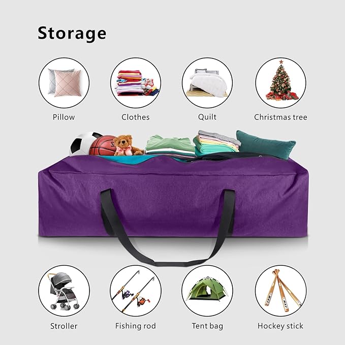 TOPDesign 46 Inch Extra Large Zippered Duffel Bag for Travel Camping Sports Equipment Storage