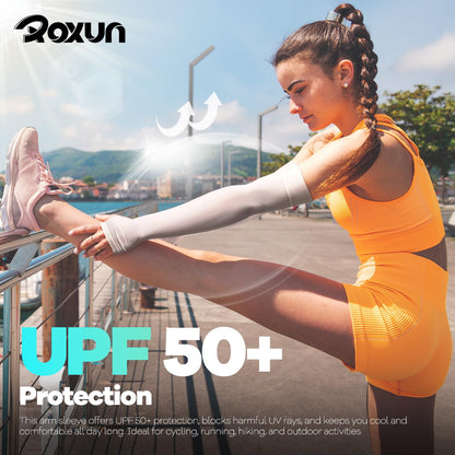 ROXUN Arm Sleeves with Thumb Hole, Cooling UV Sun Protection for Men/Women