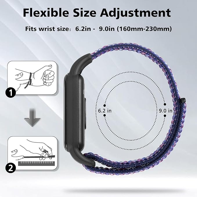 YCHDDER Solo Loop Nylon Bands Compatible with Amazfit Band 7 Straps,Soft Breathable Comfortable